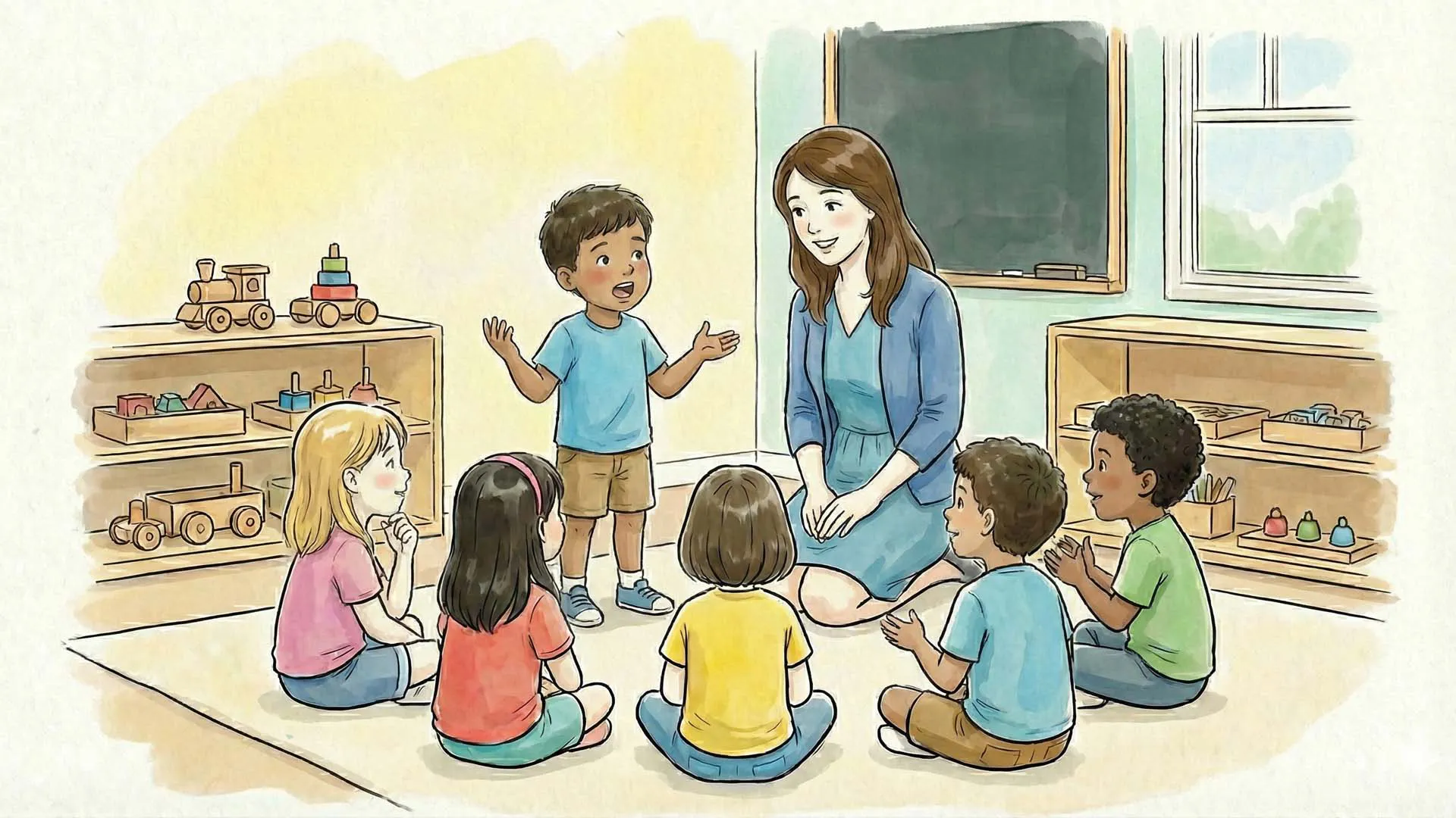 Educator interacting with children